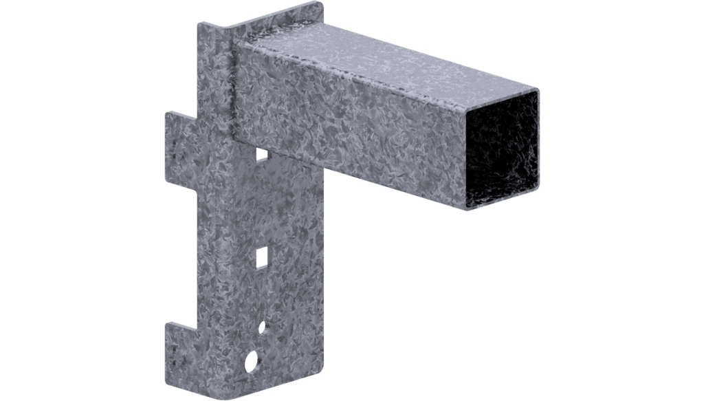 Cut off of a galvanised longspan box beam displaying the profile and design of the beam.